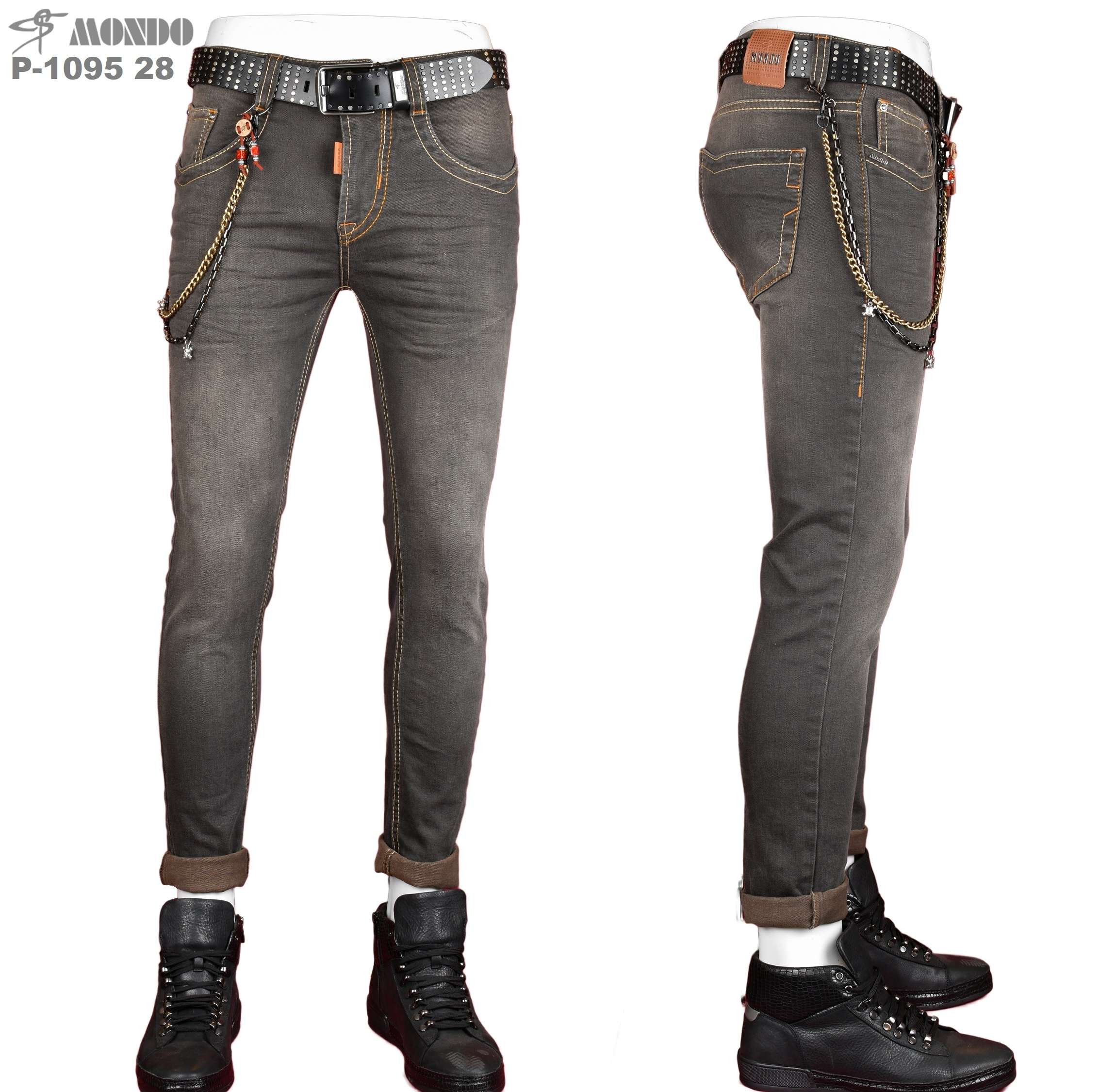 JEANS blau braun rot p-1095 – Bild 2