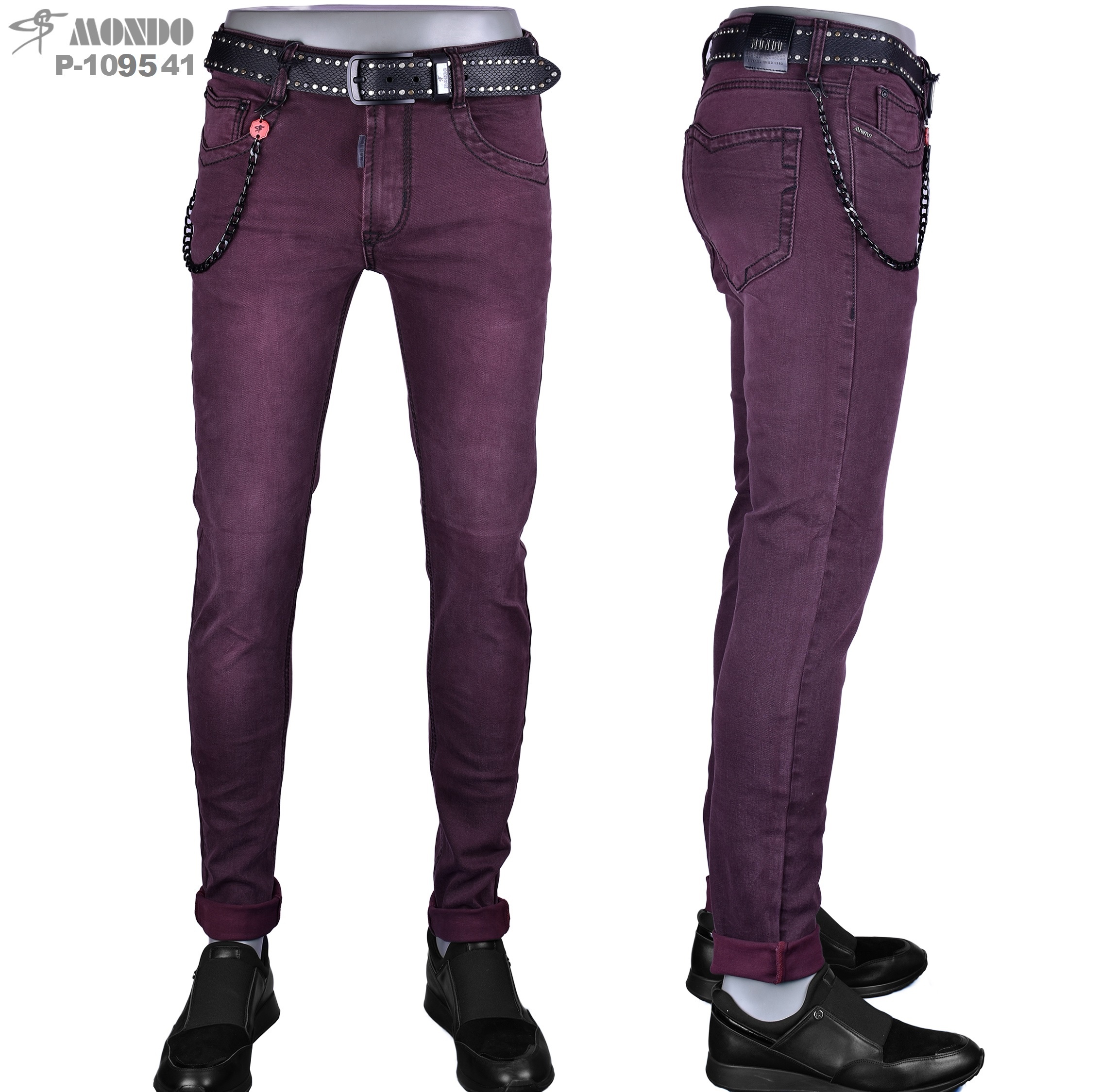 JEANS blau braun rot p-1095 – Bild 3