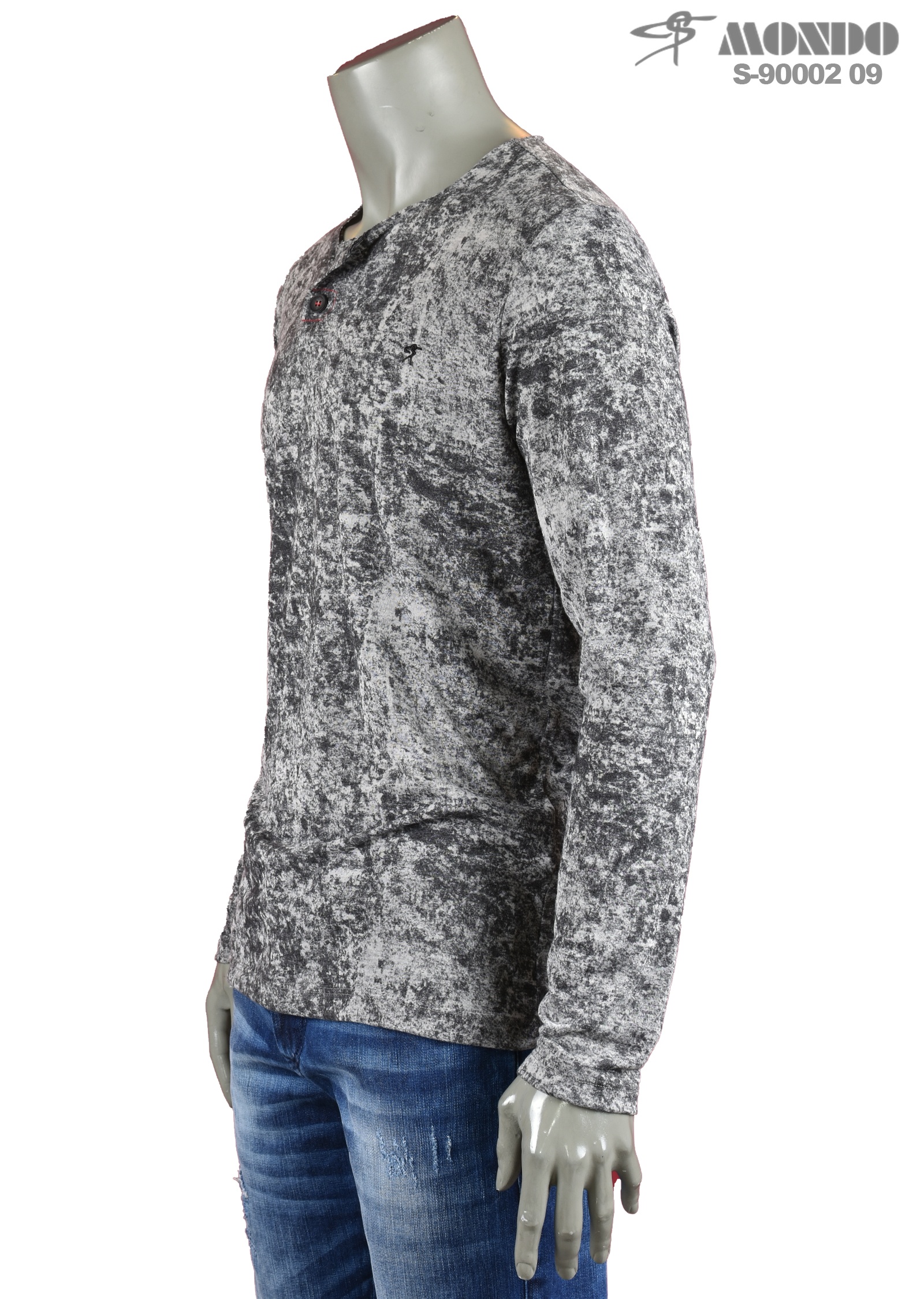 Shirt Grau Langarm S-90002 – Bild 2